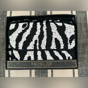 Rachel Zoe Black & White Zebra Beaded Clutch